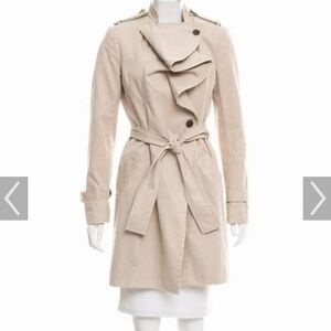 Diane von Furstenberg Spy Ruffle Trench Coat size 6